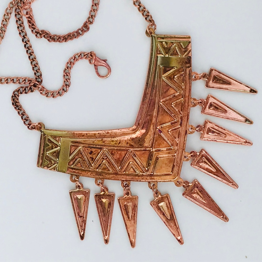 Copper & Colorful Enamel Statement Necklace - image 3